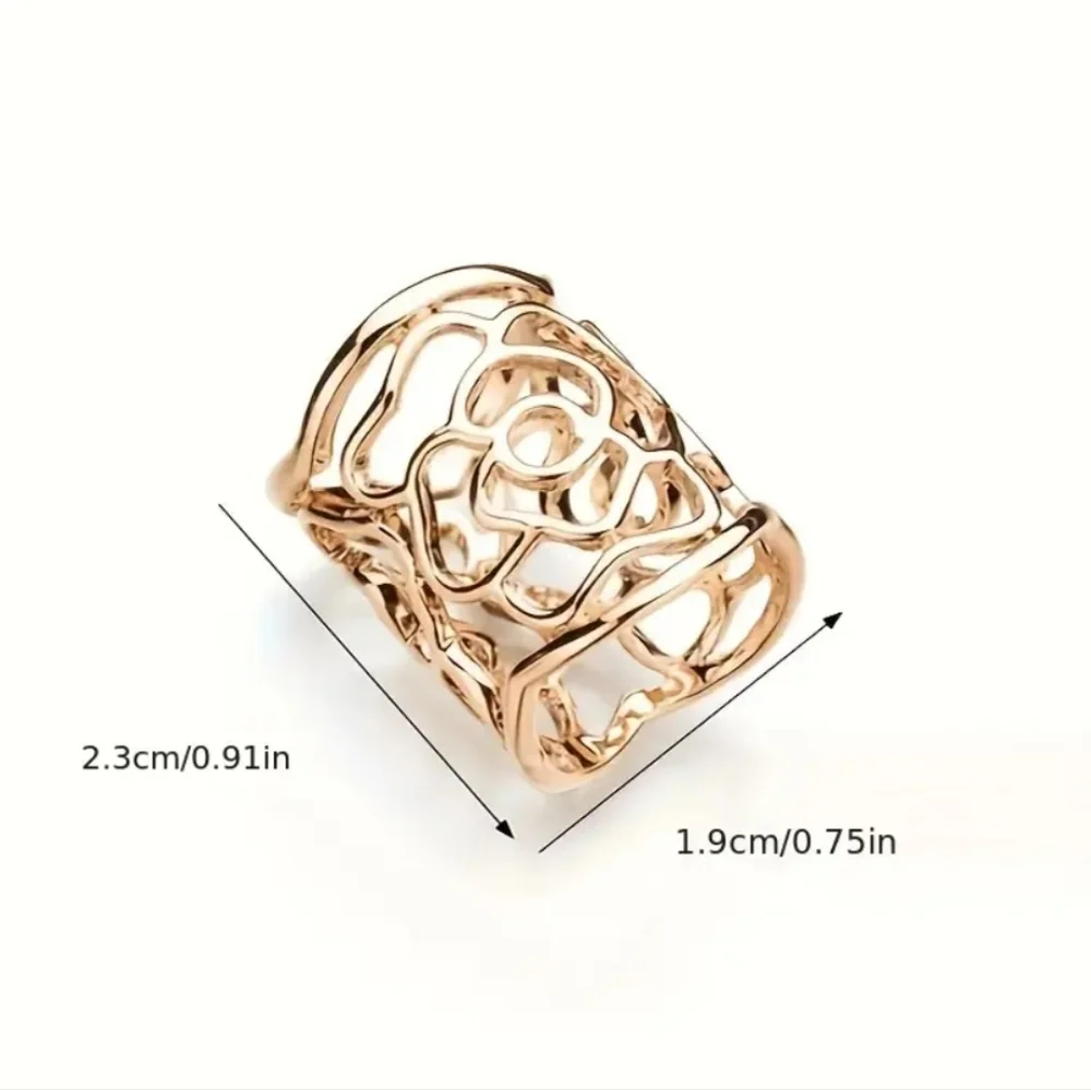 2pcs Hollow Out Scarf Buckle Set, Silver and Gold